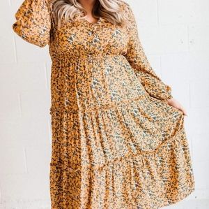 Brand new! Mustard Floral Boho Dress 1XL